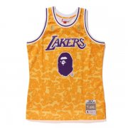 New Bape x Mitchell & Ness Lakers #93 Basketball Swingman Jersey Yellow