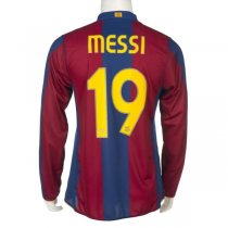 2007-2008 FC Barcelona Home Long Sleeve Retro Jersey MESSI #19 Shirt