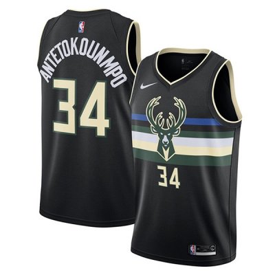 2019-20 Milwaukee Bucks Giannis Antetokounmpo 34 Black Finished Swingman Jersey