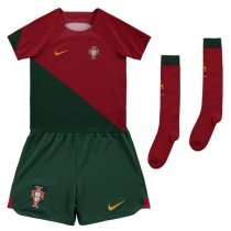 2022 Portugal Home World Cup Jersey Kids Full Kit