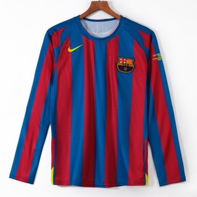 2005-2006 Barcelona Home Long Sleeve UCL Retro Jersey