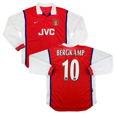 1998-1999 Arsenal Home Long Sleeve Retro Jersey Bergkamp #10 Shirt