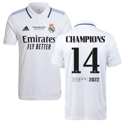 22-23 Real Madrid Home UCL Champions #14 Jersey White