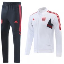 22-23 Bayern Munich White Sleeve Red Full Zip TrackSuit
