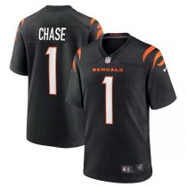 Mens Cincinnati Bengals Ja Marr Chase 1 Black Game Jersey