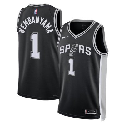 2022-23 San Antonio Spurs Victor Wembanyama 1 Black Icon Jersey