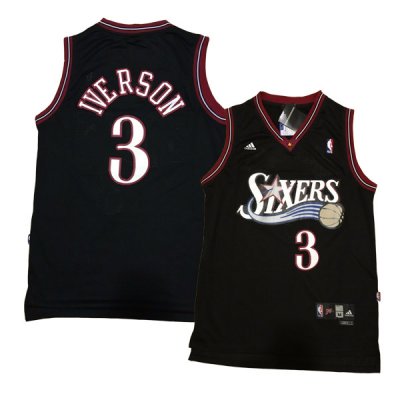 1997-98 Philadelphia 76ers Allen Iverson #3 Black NBA Jersey