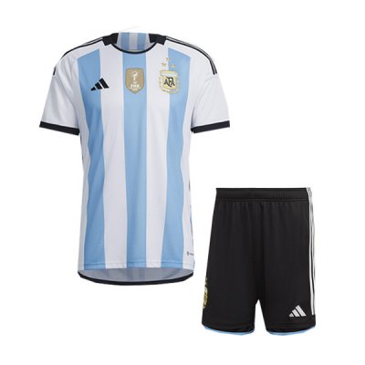2022 Argentina Home Champion Jersey Third Star Kids Kit