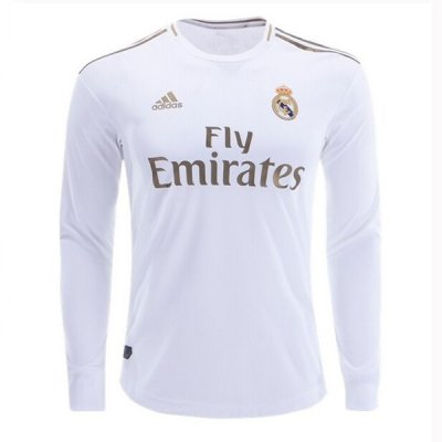 19-20 Real Madrid Home Long Sleeve Soccer Retro Jersey