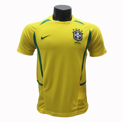 2002 Brazil Home Yellow Retro Jersey