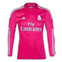 14-15 Real Madrid Away Long Sleeve Pink Retro Jersey Shirt