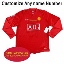 2007-2008 Manchester United Home UCL FINAL Long Sleeve Jersey